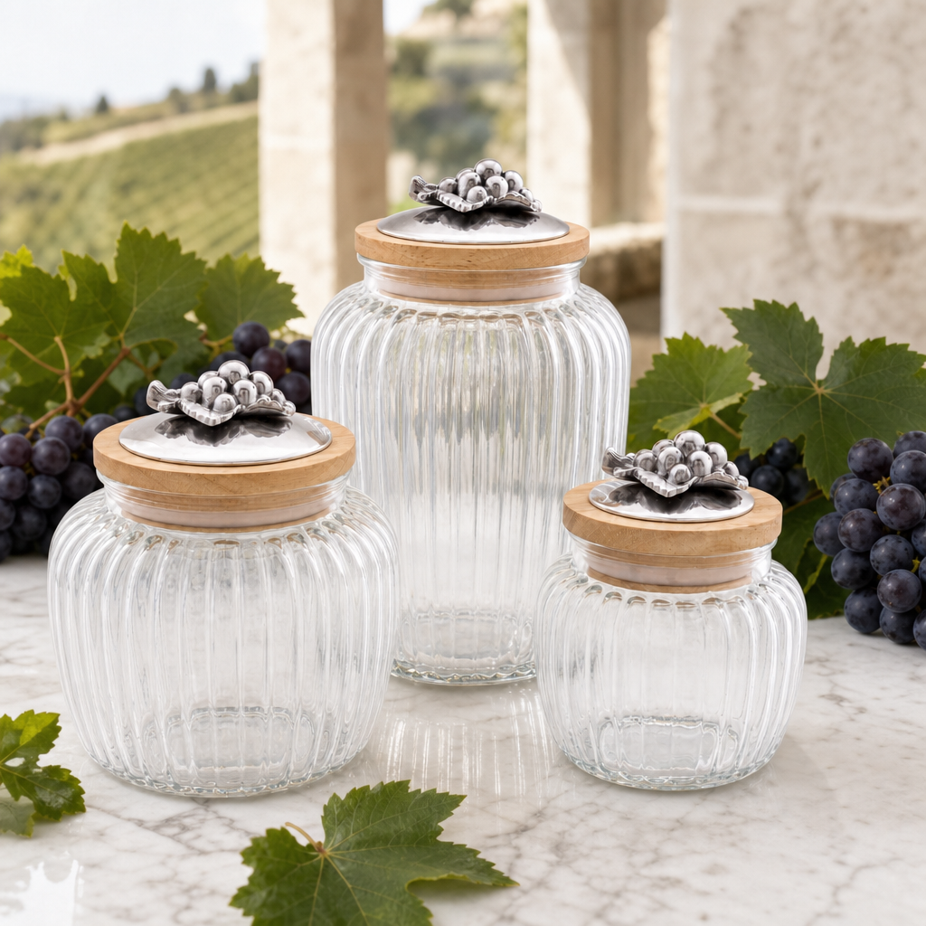 Grape Knob Glass Canisters