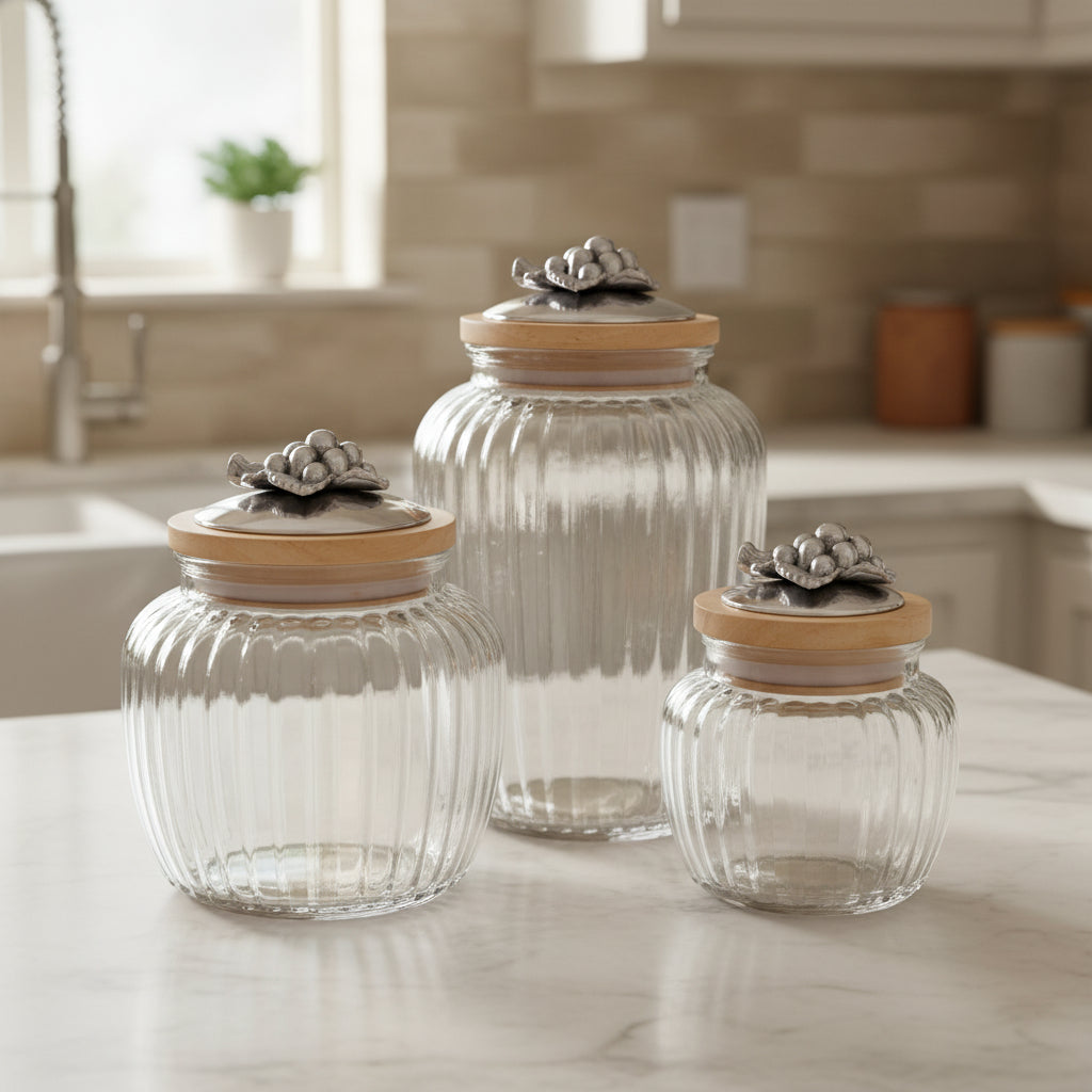 Grape Knob Glass Canisters