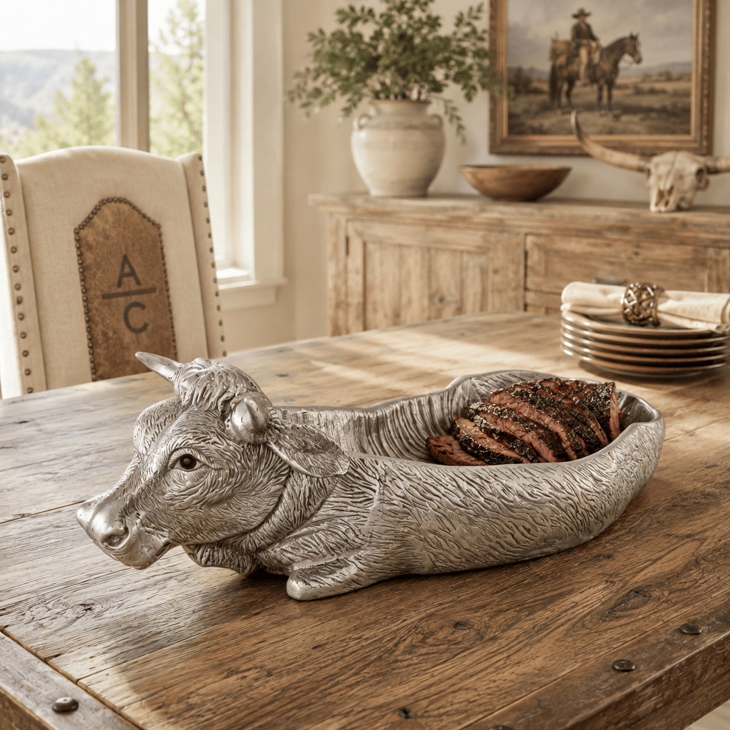 Cow Carving Serving Tray