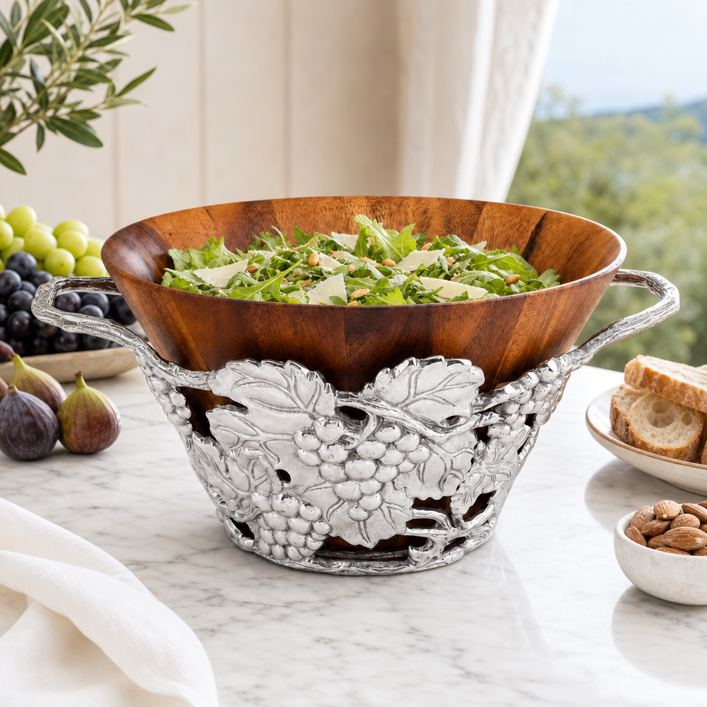 Grape Wood Tall Salad Bowl