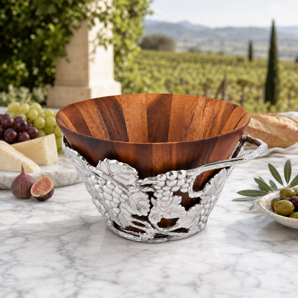 Grape Wood Tall Salad Bowl