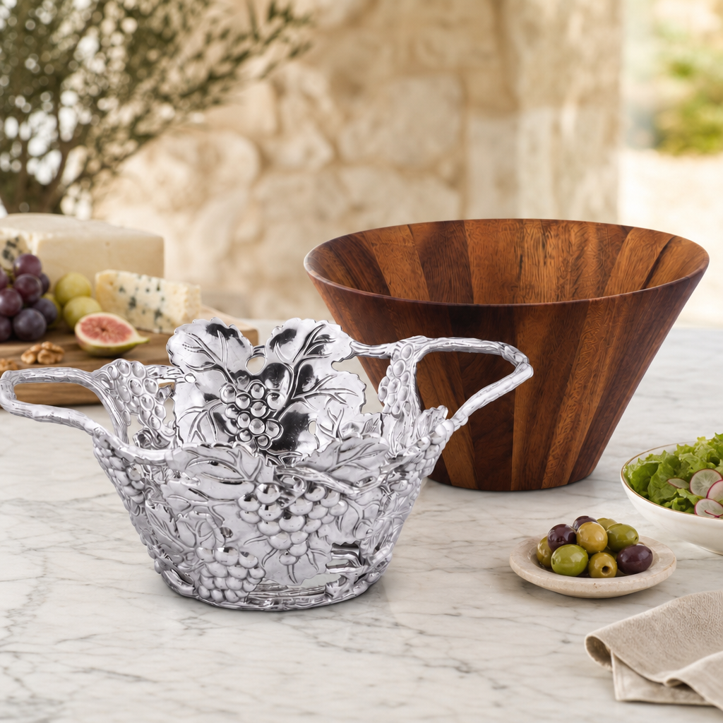 Grape Wood Tall Salad Bowl