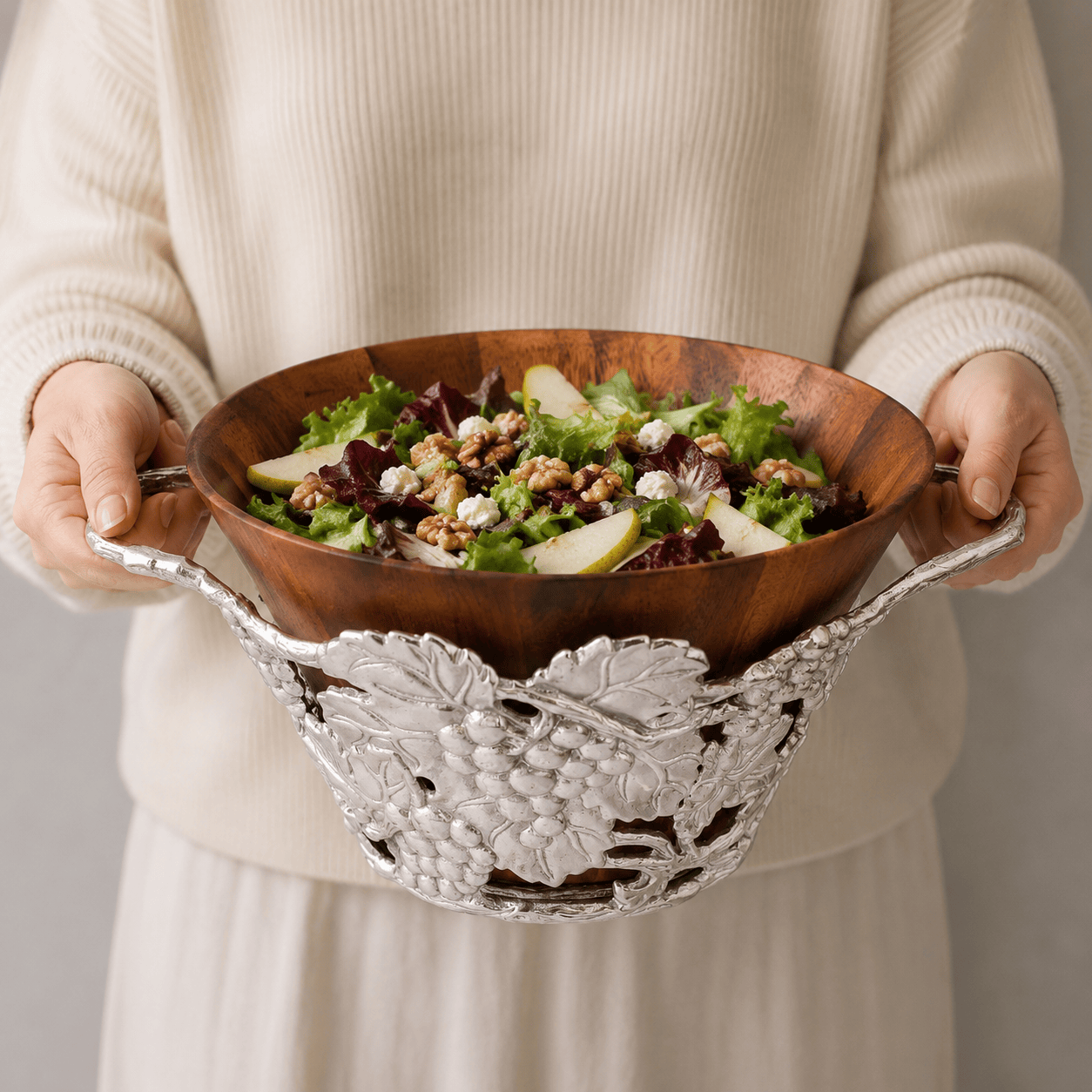 Grape Wood Tall Salad Bowl