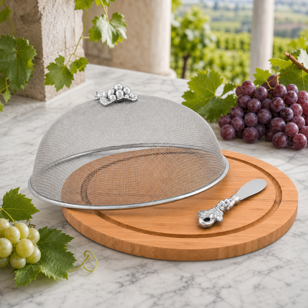 Grape 3 Piece Picnic Cheese Board / Spreader