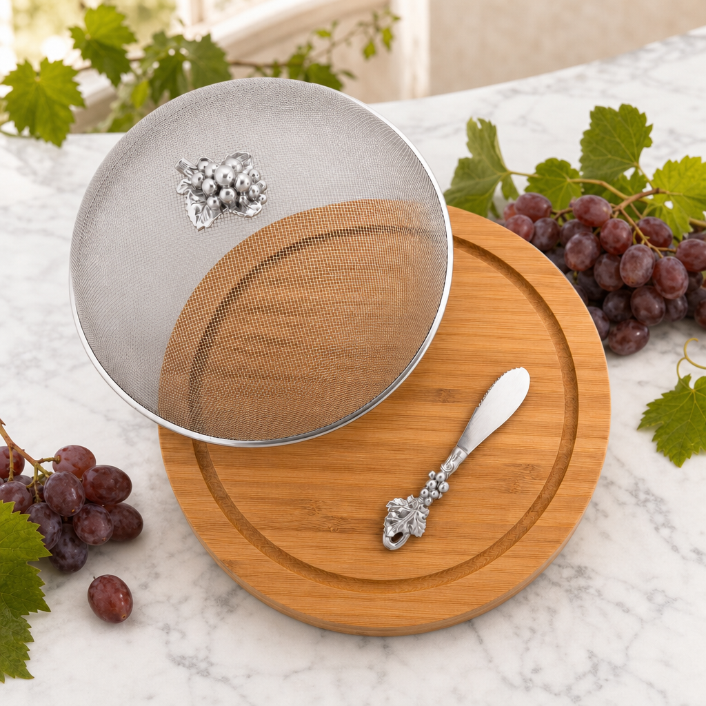 Grape 3 Piece Picnic Cheese Board / Spreader