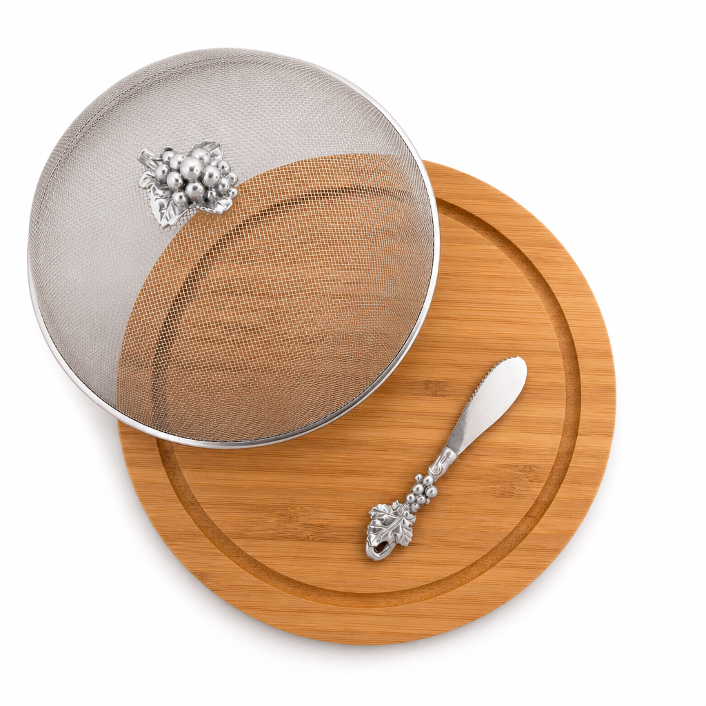 Grape 3 Piece Picnic Cheese Board / Spreader