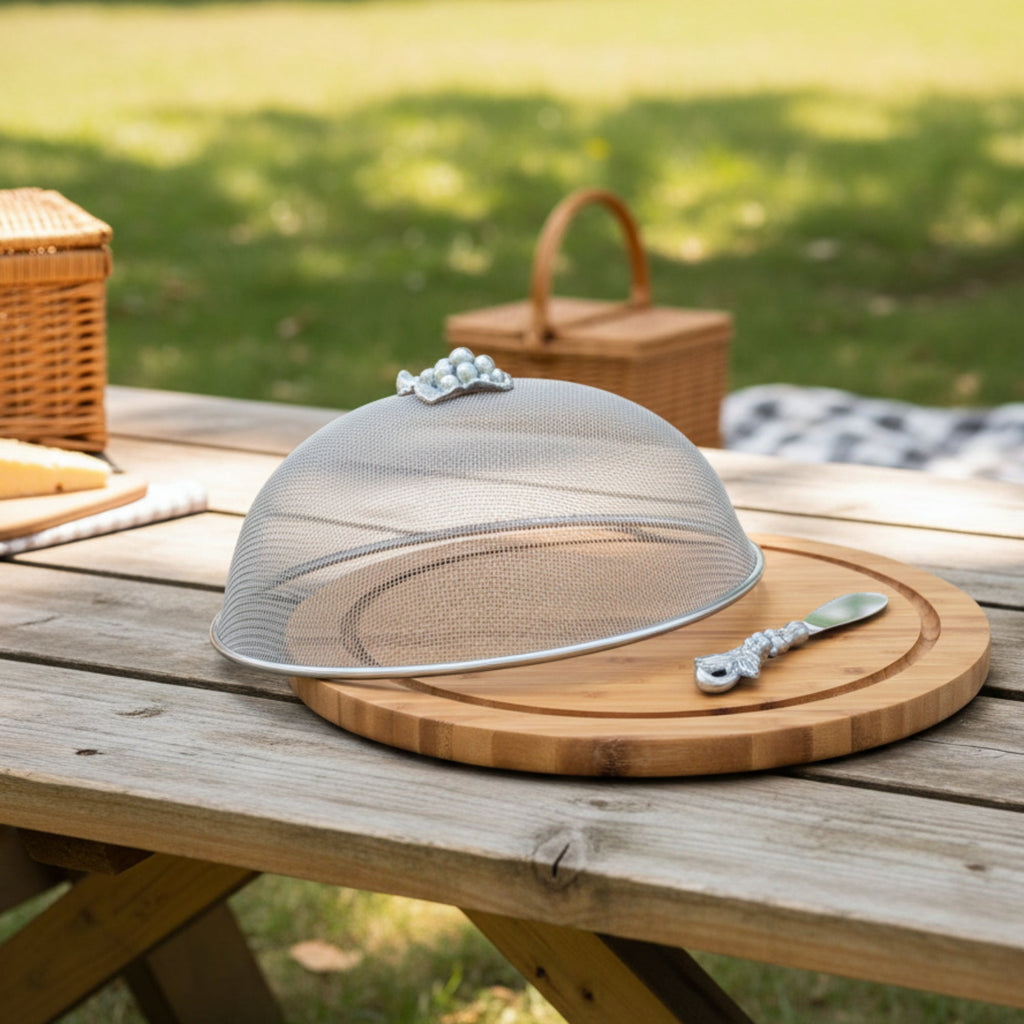 Grape 3 Piece Picnic Cheese Board / Spreader