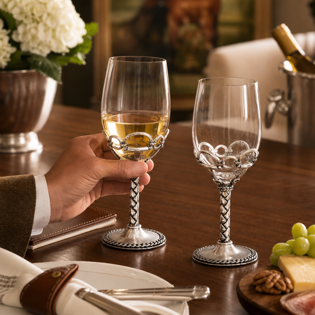 Equestrian Pair of Wine Glasses