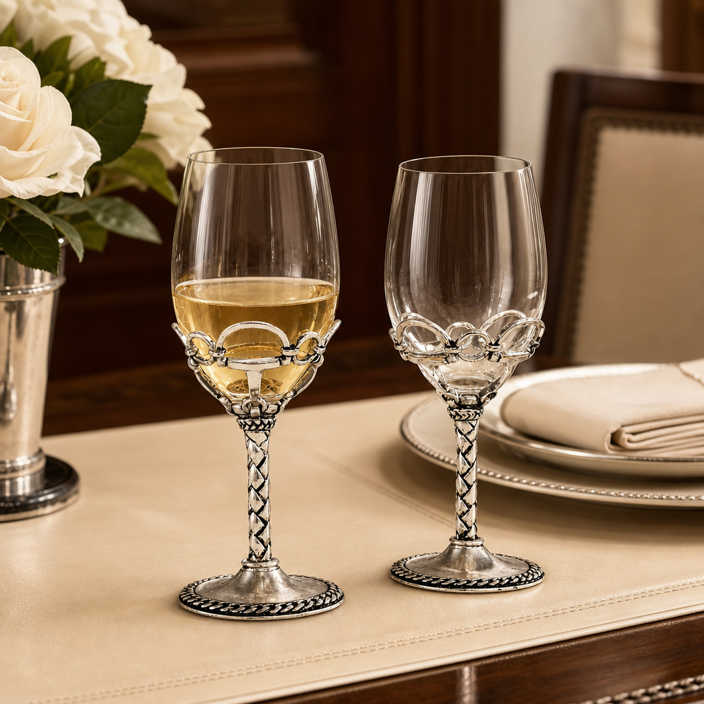 Equestrian Pair of Wine Glasses