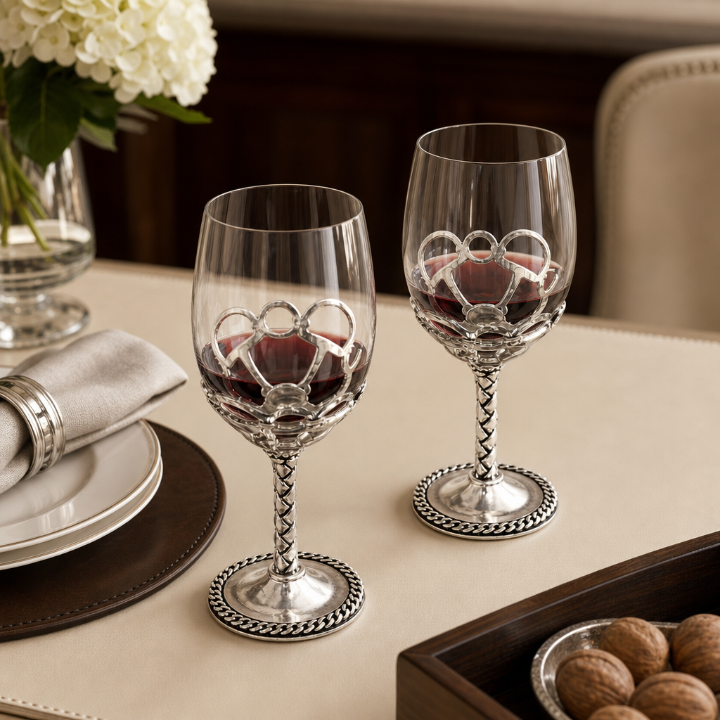 Equestrian Pair of Wine Glasses
