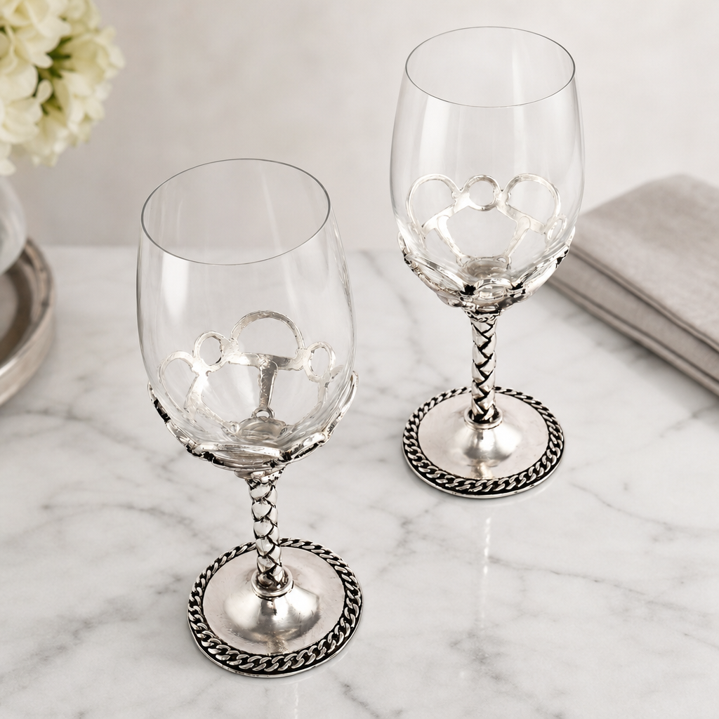 Equestrian Pair of Wine Glasses