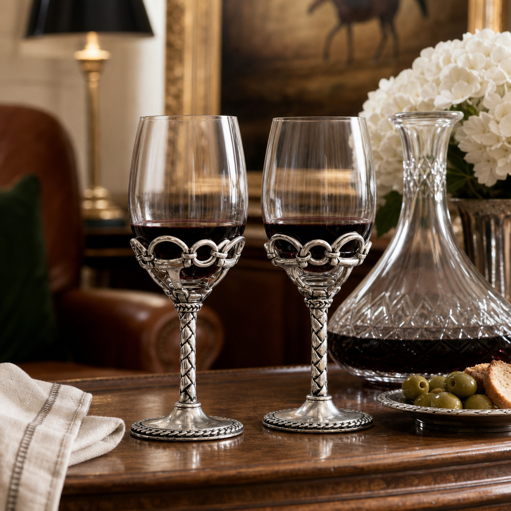 Equestrian Pair of Wine Glasses