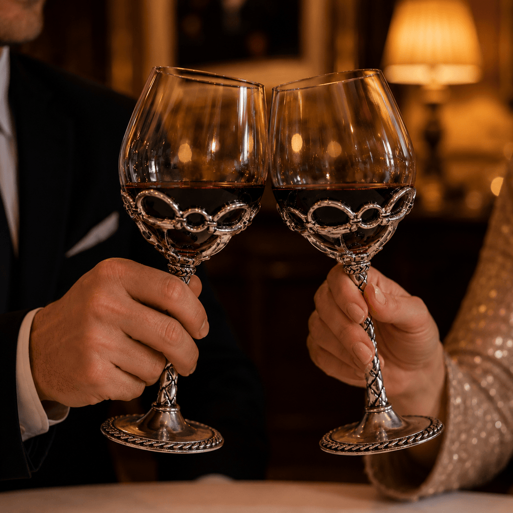 Equestrian Pair of Wine Glasses