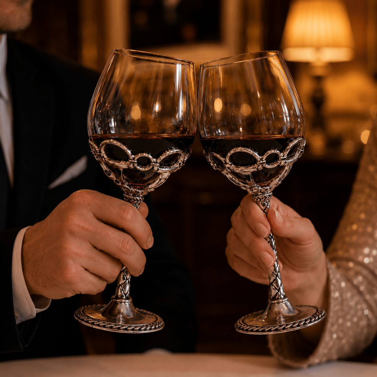 Equestrian Pair of Wine Glasses