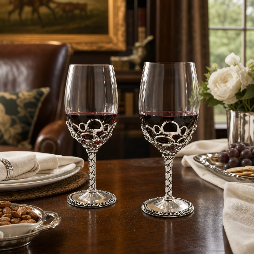 Equestrian Pair of Wine Glasses