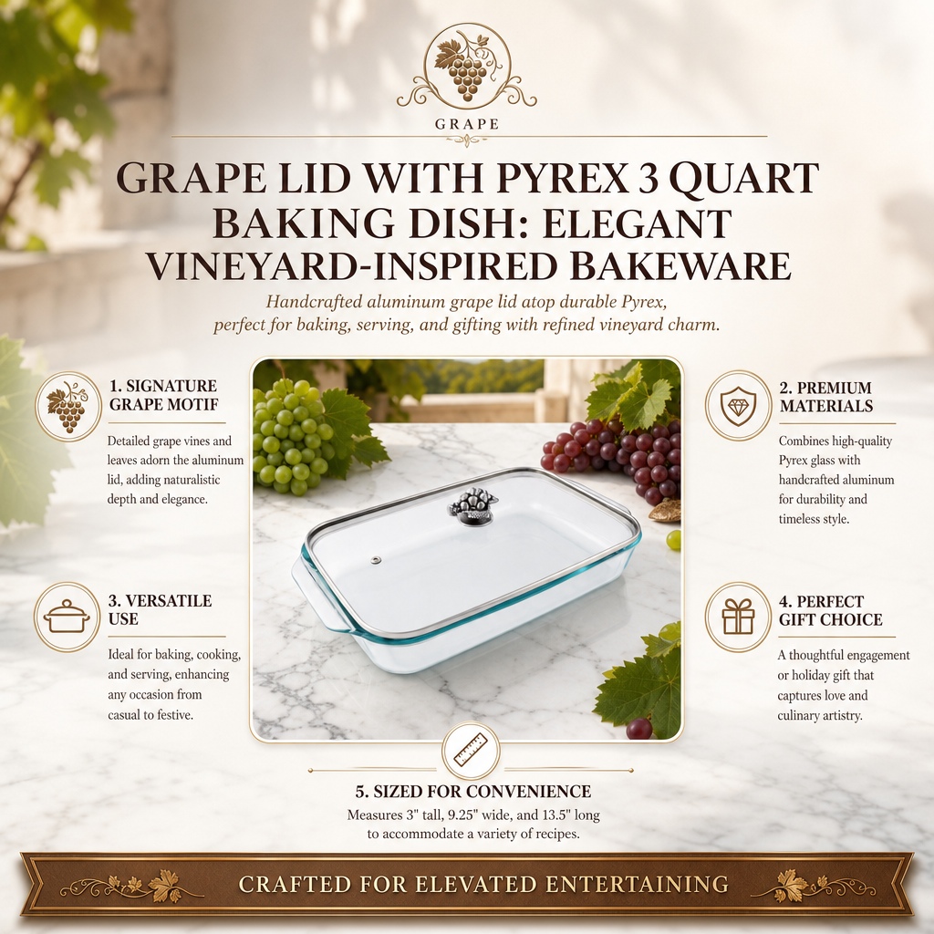 Grape Lid with Pyrex 3 quart Baking Dish