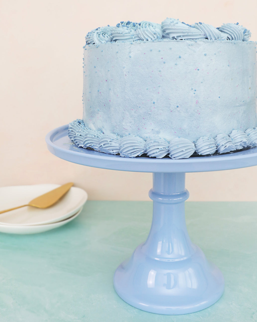 Wedgewood Blue Melamine Cake Stand- Large