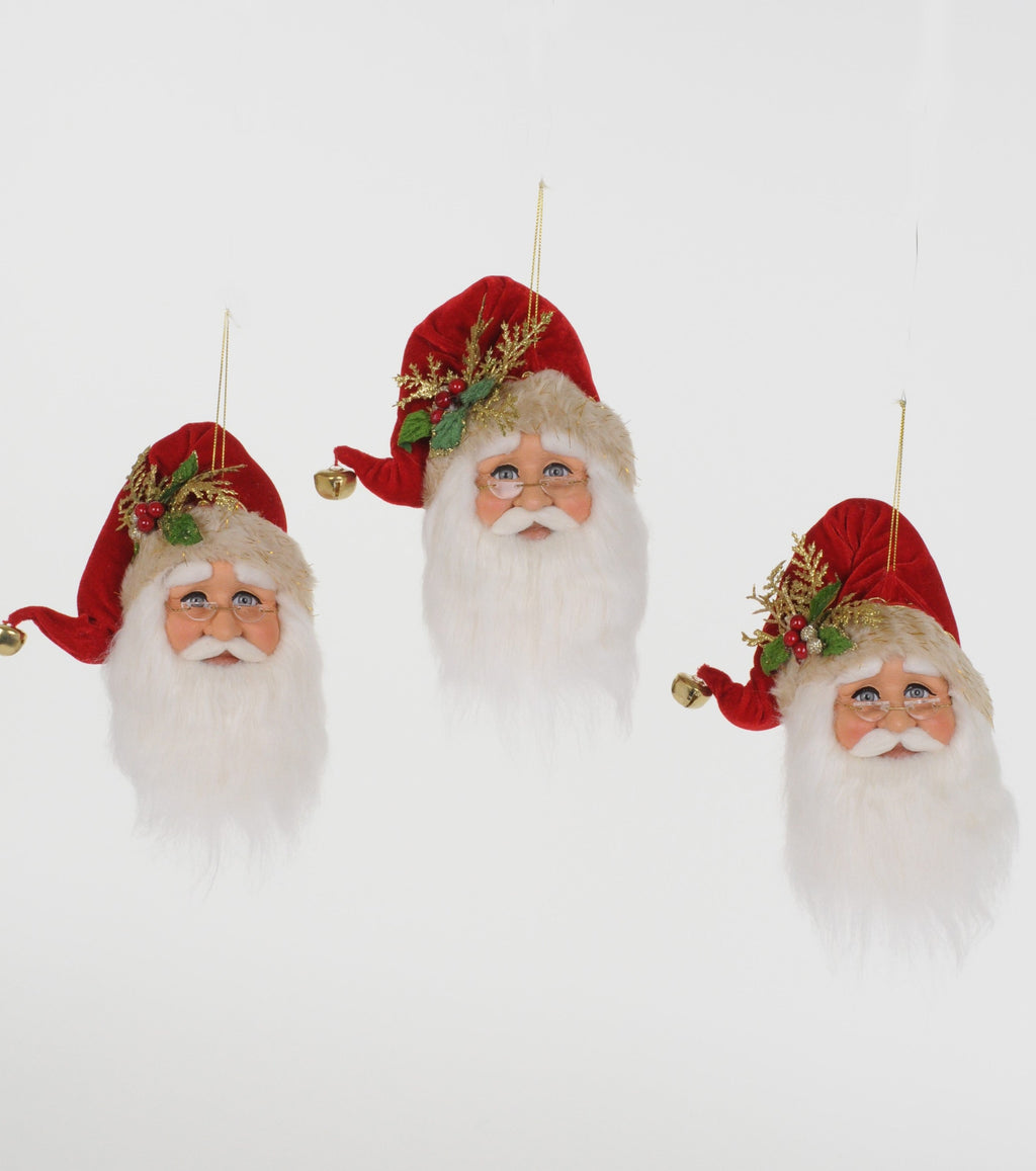 ORN-10 3pc. Santa Head Ornaments