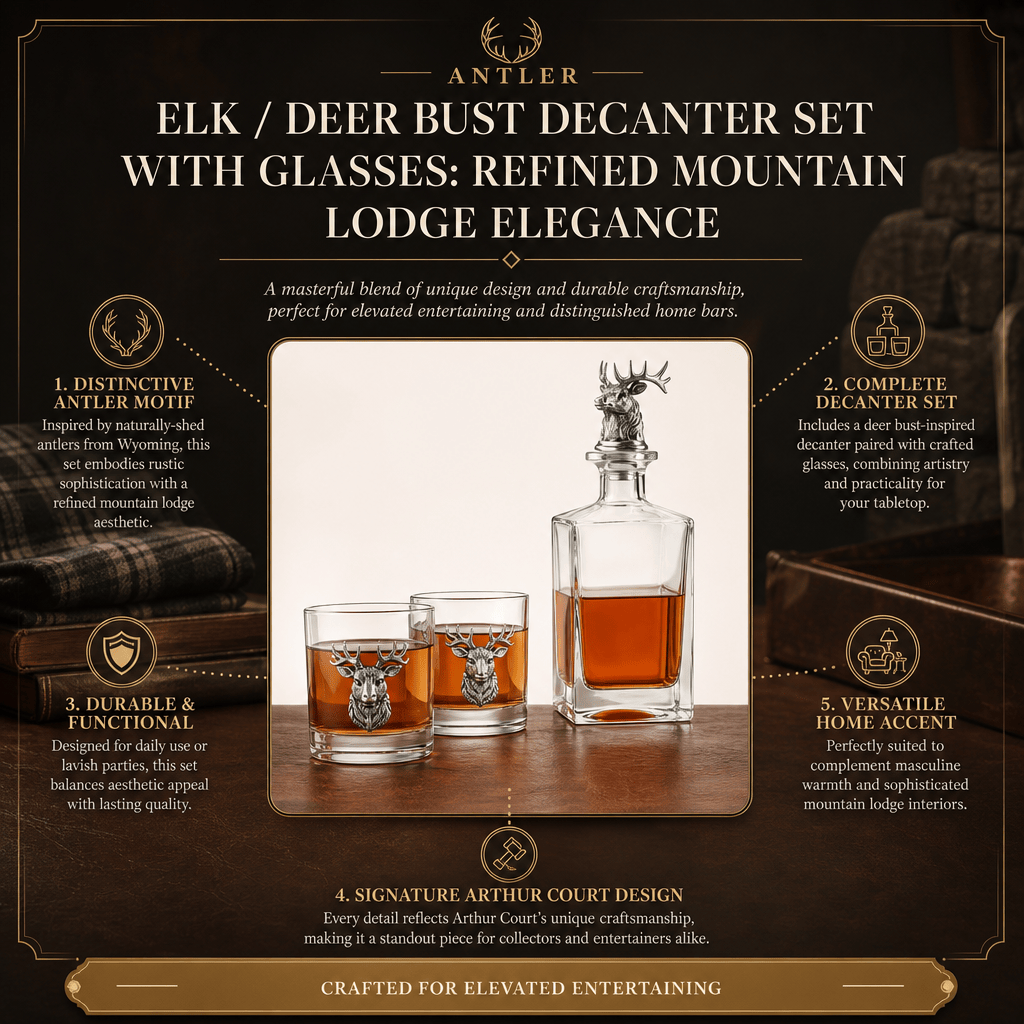 Elk / Deer Bust Decanter Set with Glasses