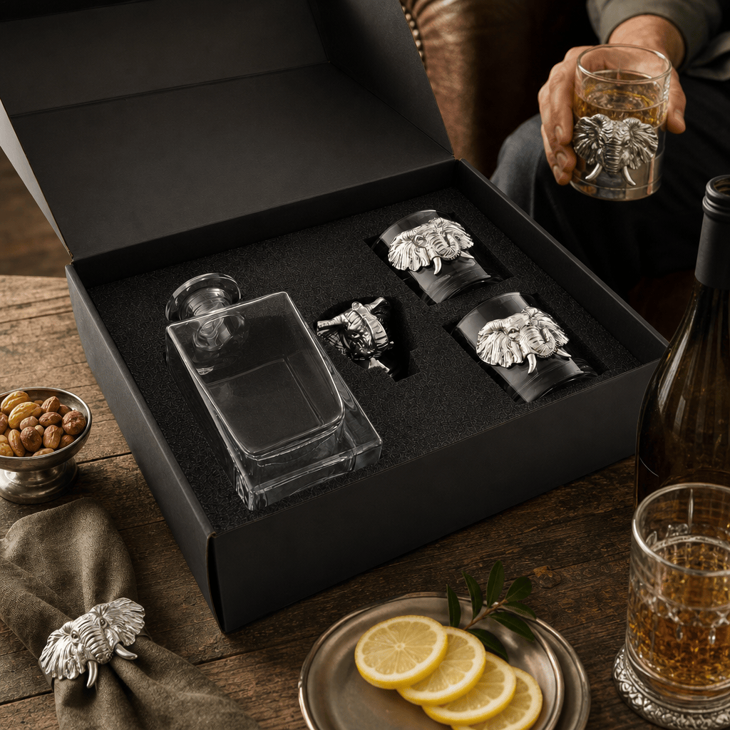 Elephant Decanter Set with Glasses