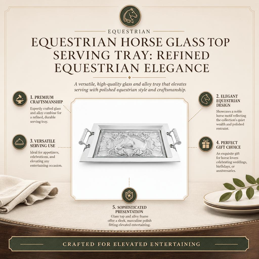 Equestrian Horse Glass Top Serving Tray