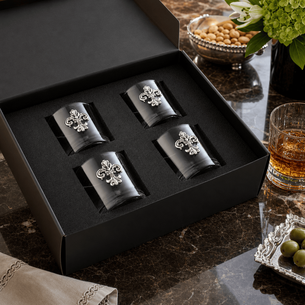 Fleur-de-Lis Bar Glasses Set of 4