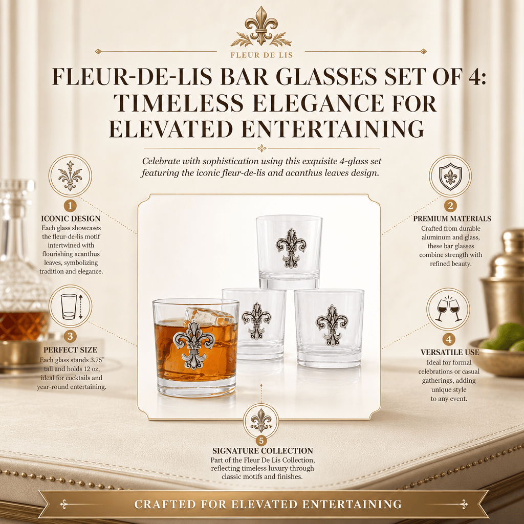 Fleur-de-Lis Bar Glasses Set of 4
