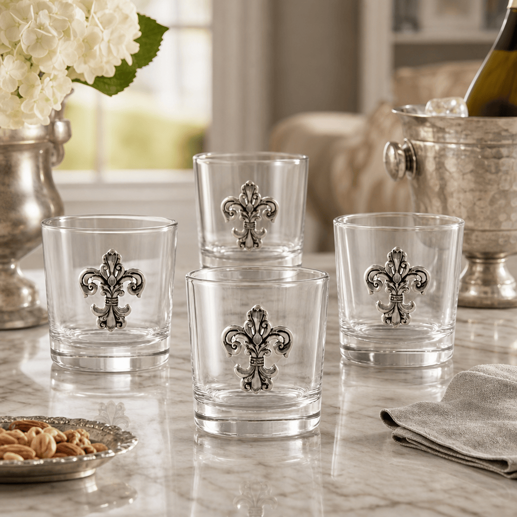 Fleur-de-Lis Bar Glasses Set of 4