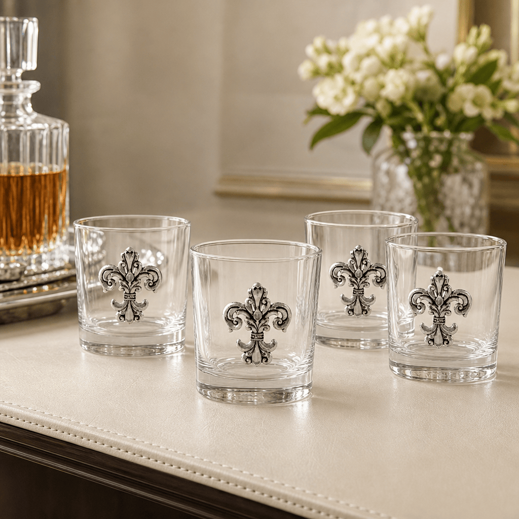 Fleur-de-Lis Bar Glasses Set of 4