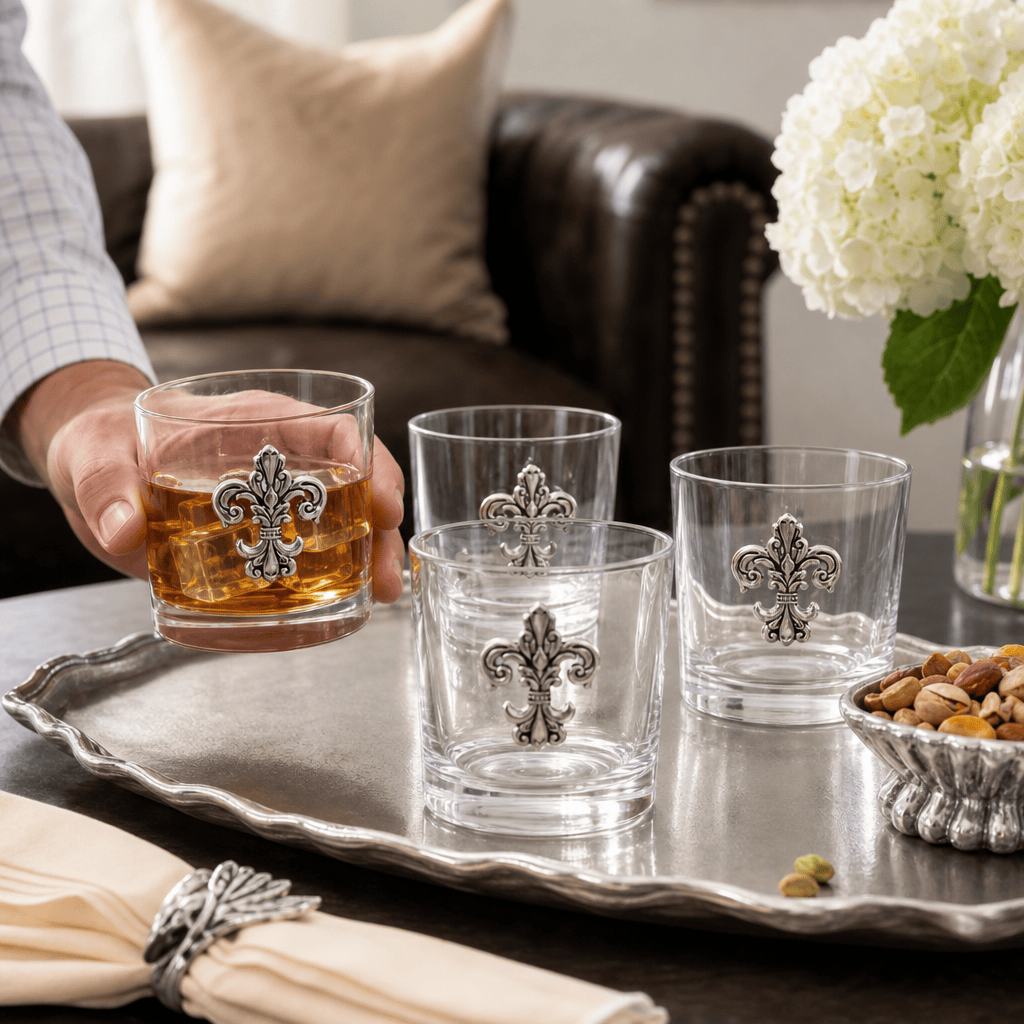 Fleur-de-Lis Bar Glasses Set of 4