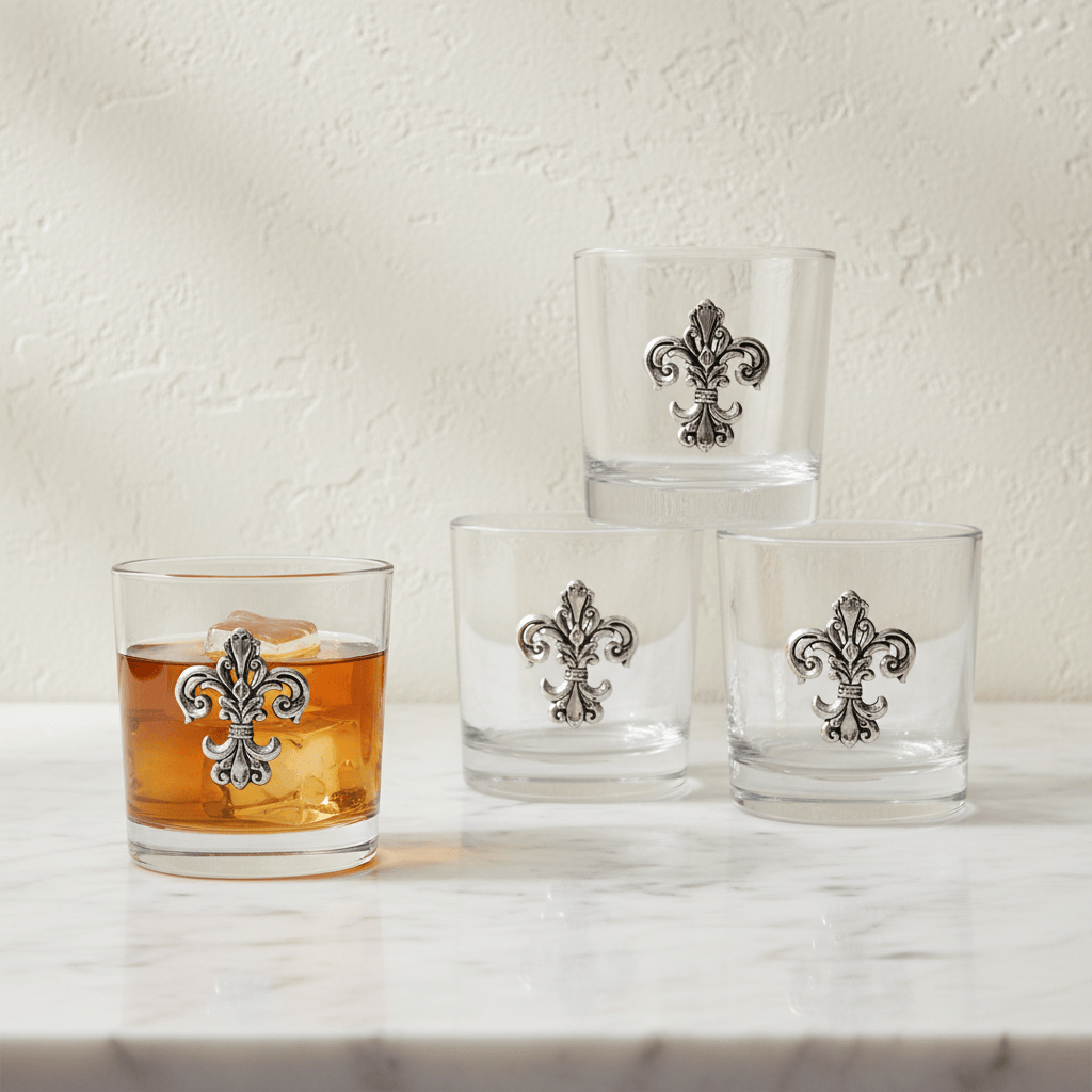Fleur-de-Lis Bar Glasses Set of 4
