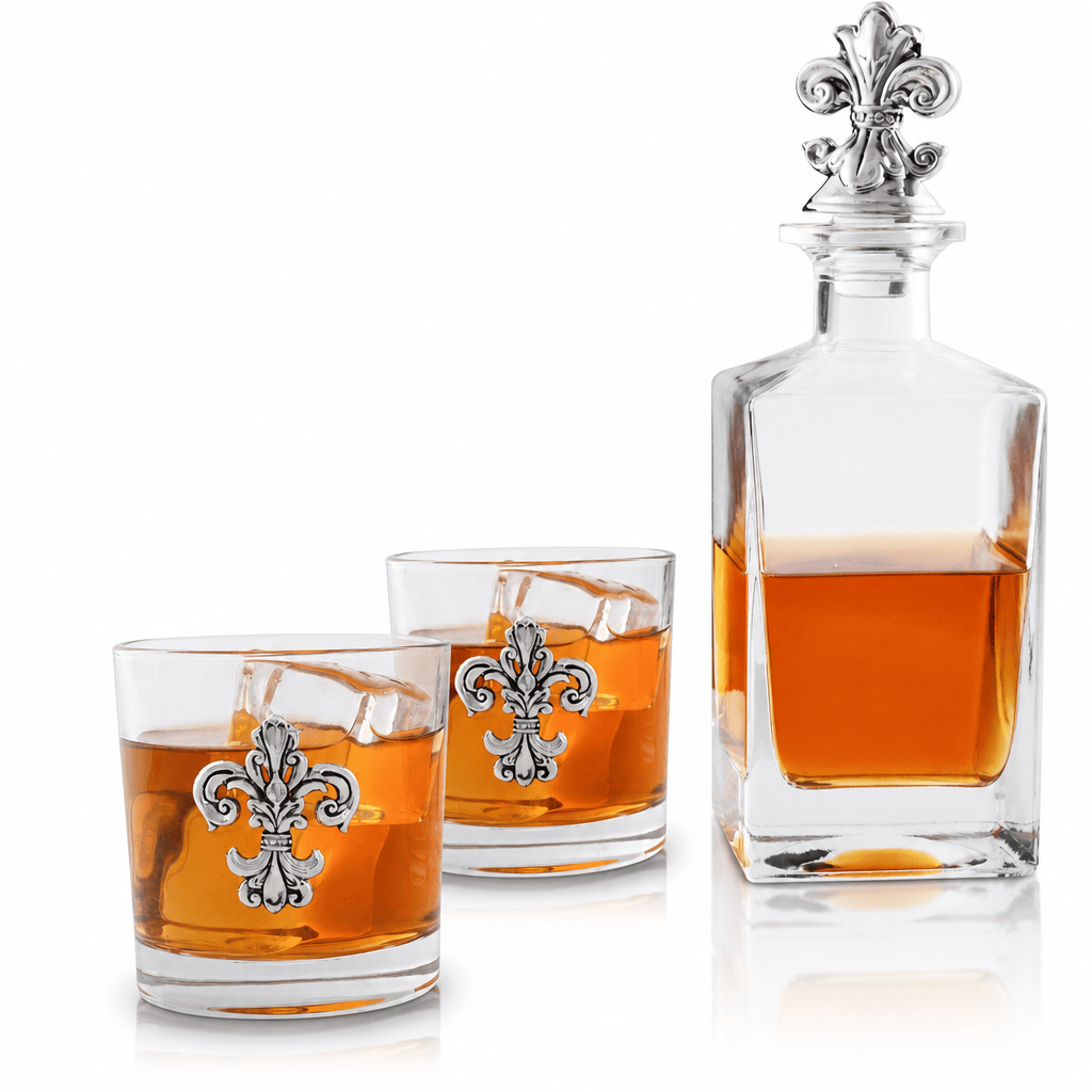 Fleur-de-lis Decanter Set with Glasses
