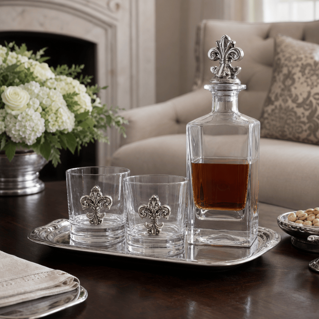 Fleur-de-lis Decanter Set with Glasses