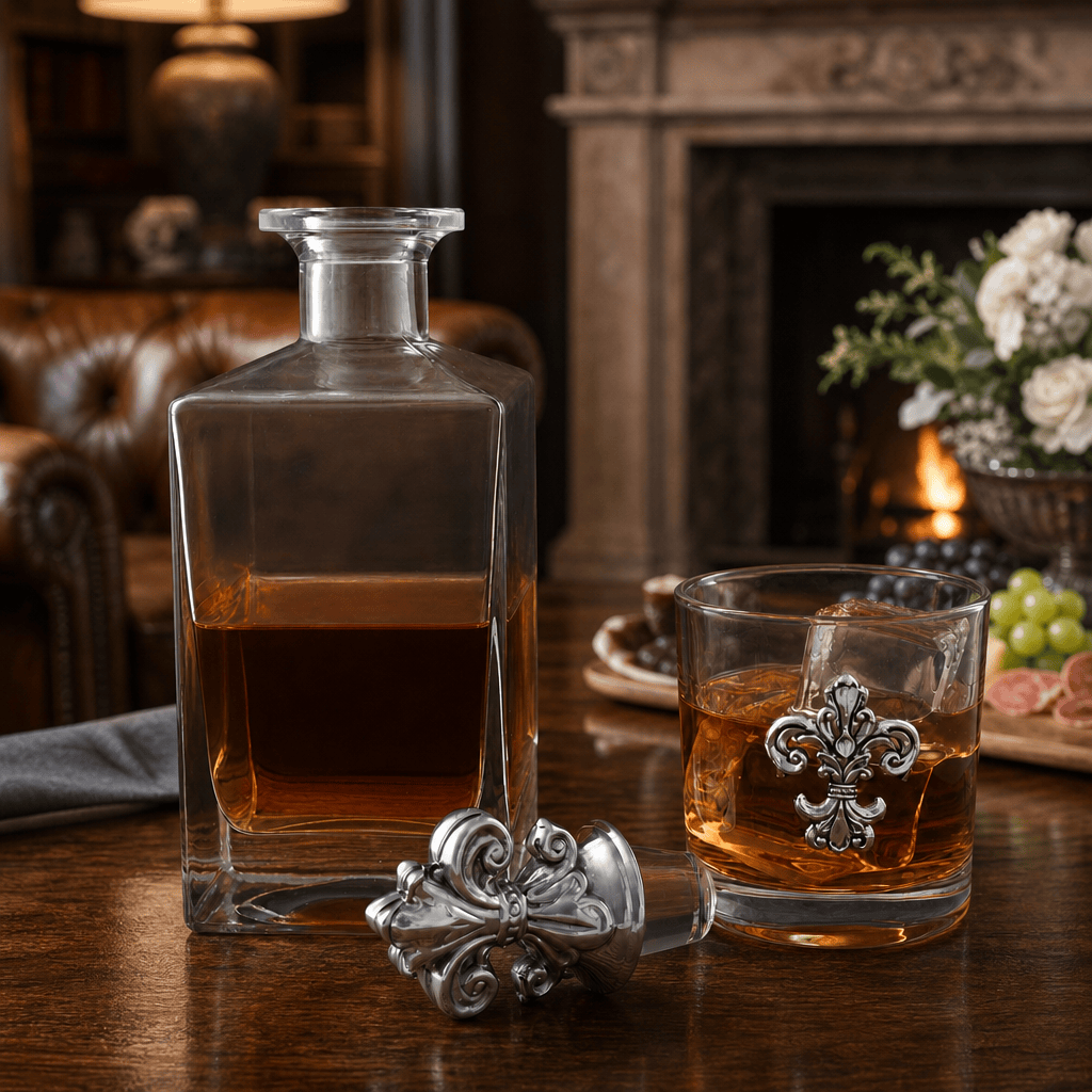 Fleur-de-lis Decanter Set with Glasses