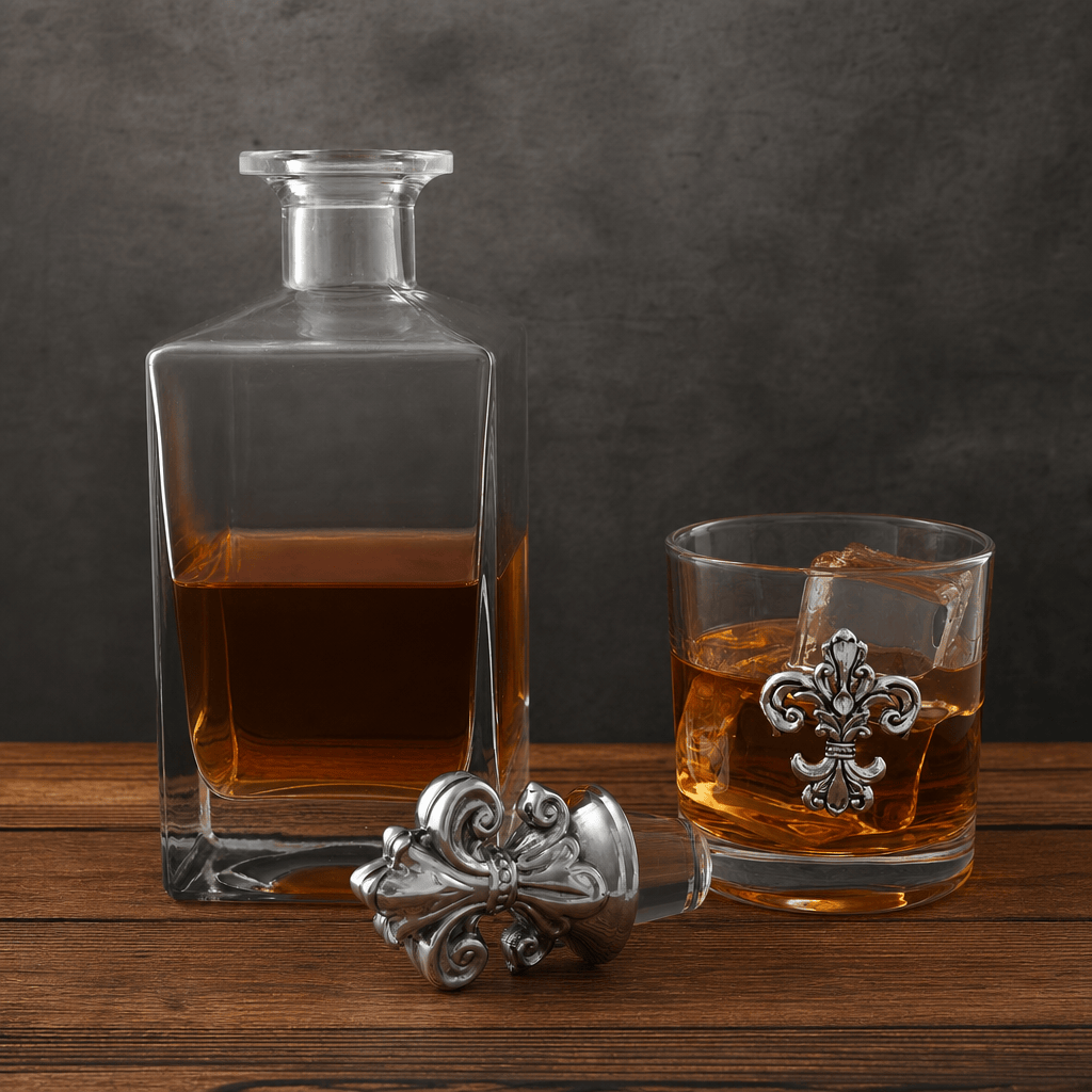 Fleur-de-lis Decanter Set with Glasses