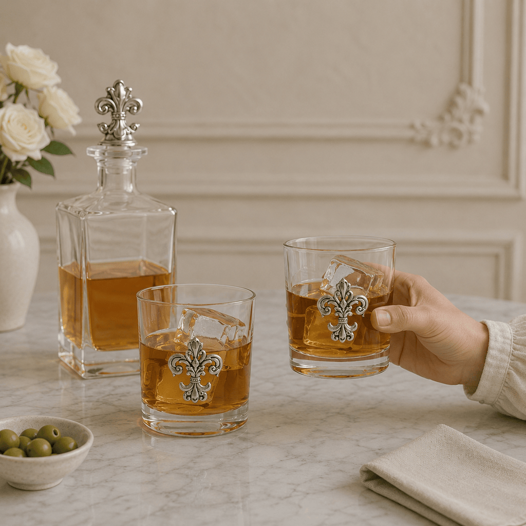 Fleur-de-lis Decanter Set with Glasses