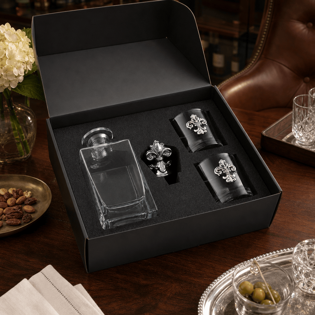 Fleur-de-lis Decanter Set with Glasses