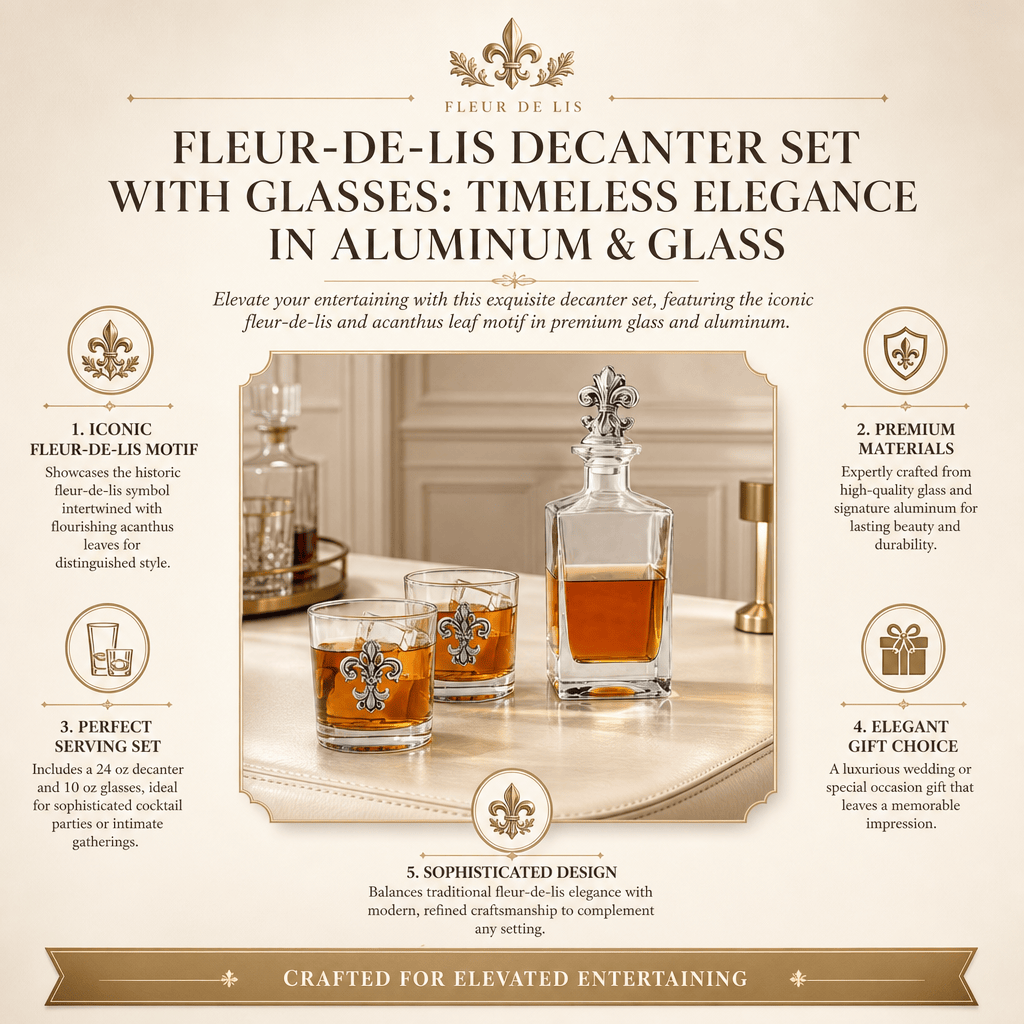 Fleur-de-lis Decanter Set with Glasses