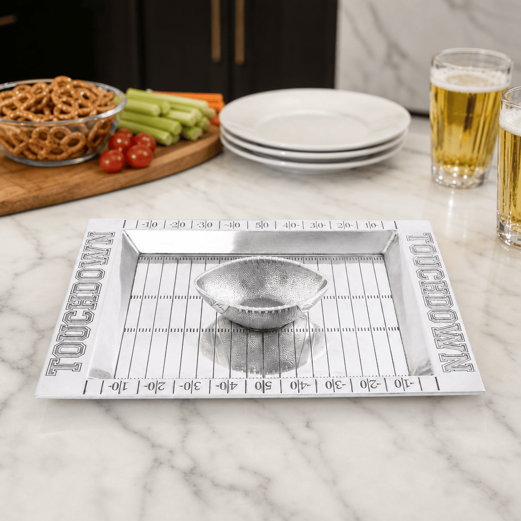 Football Field Chip and Dip Tray and Bowl