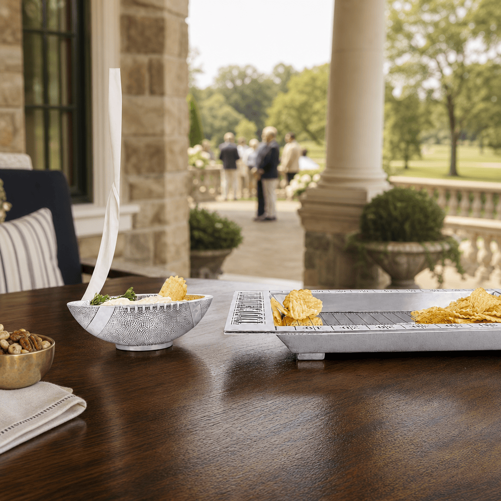Football Field Chip and Dip Tray and Bowl