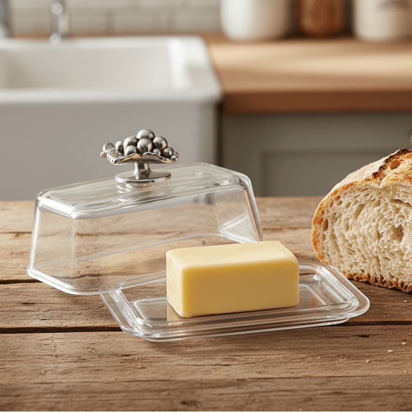 Glass Butter Dish - Grape