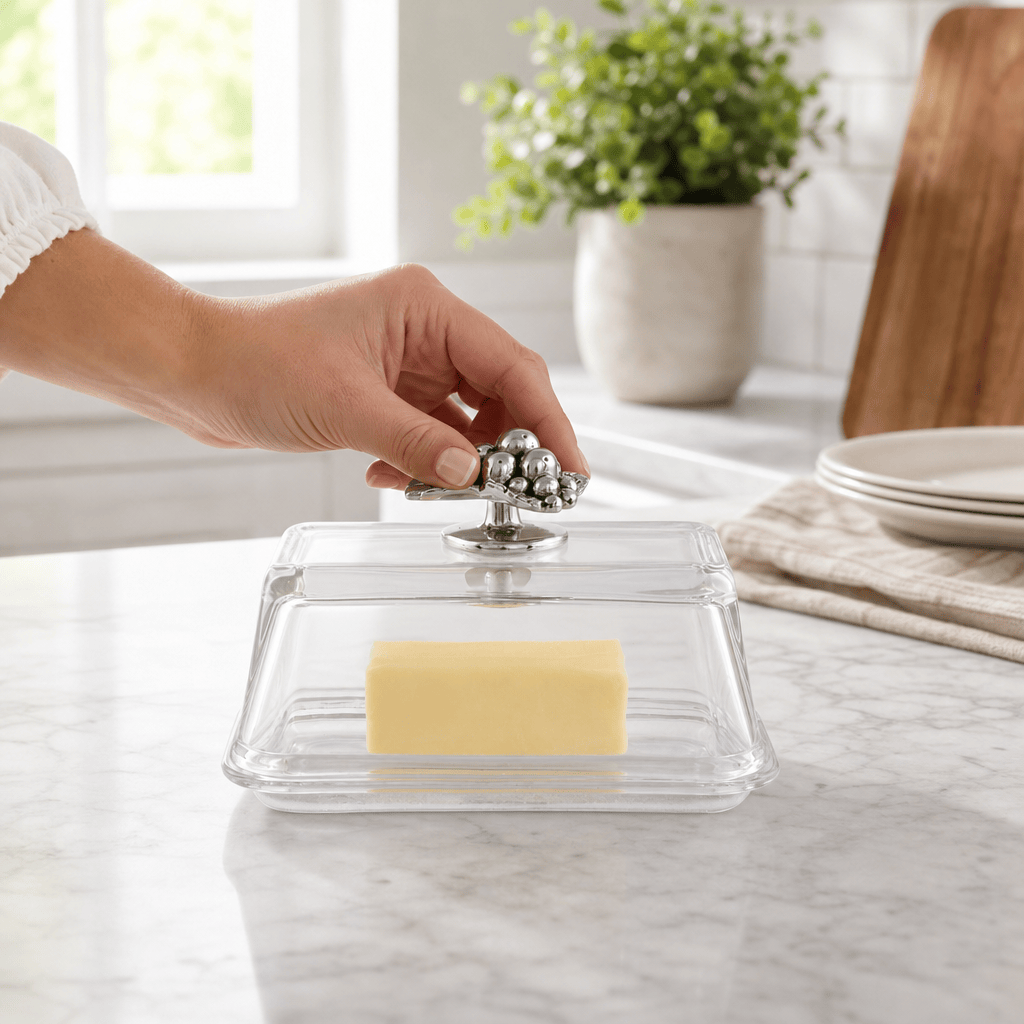 Glass Butter Dish - Grape