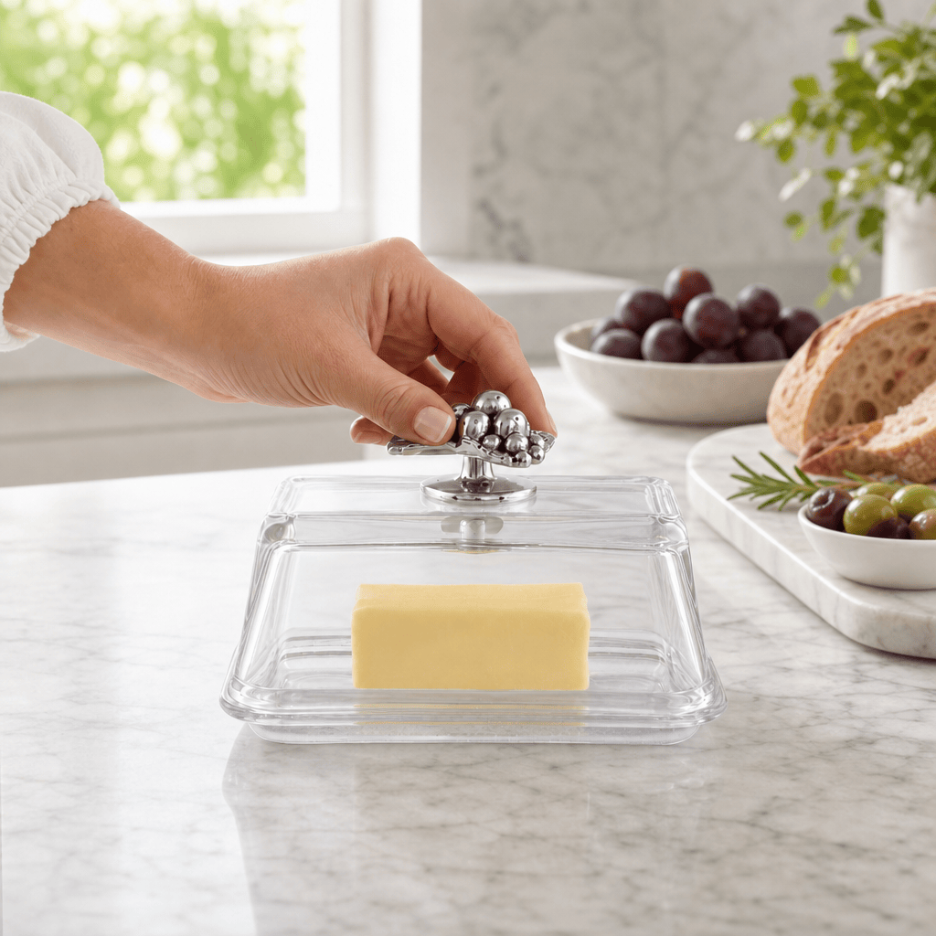 Glass Butter Dish - Grape