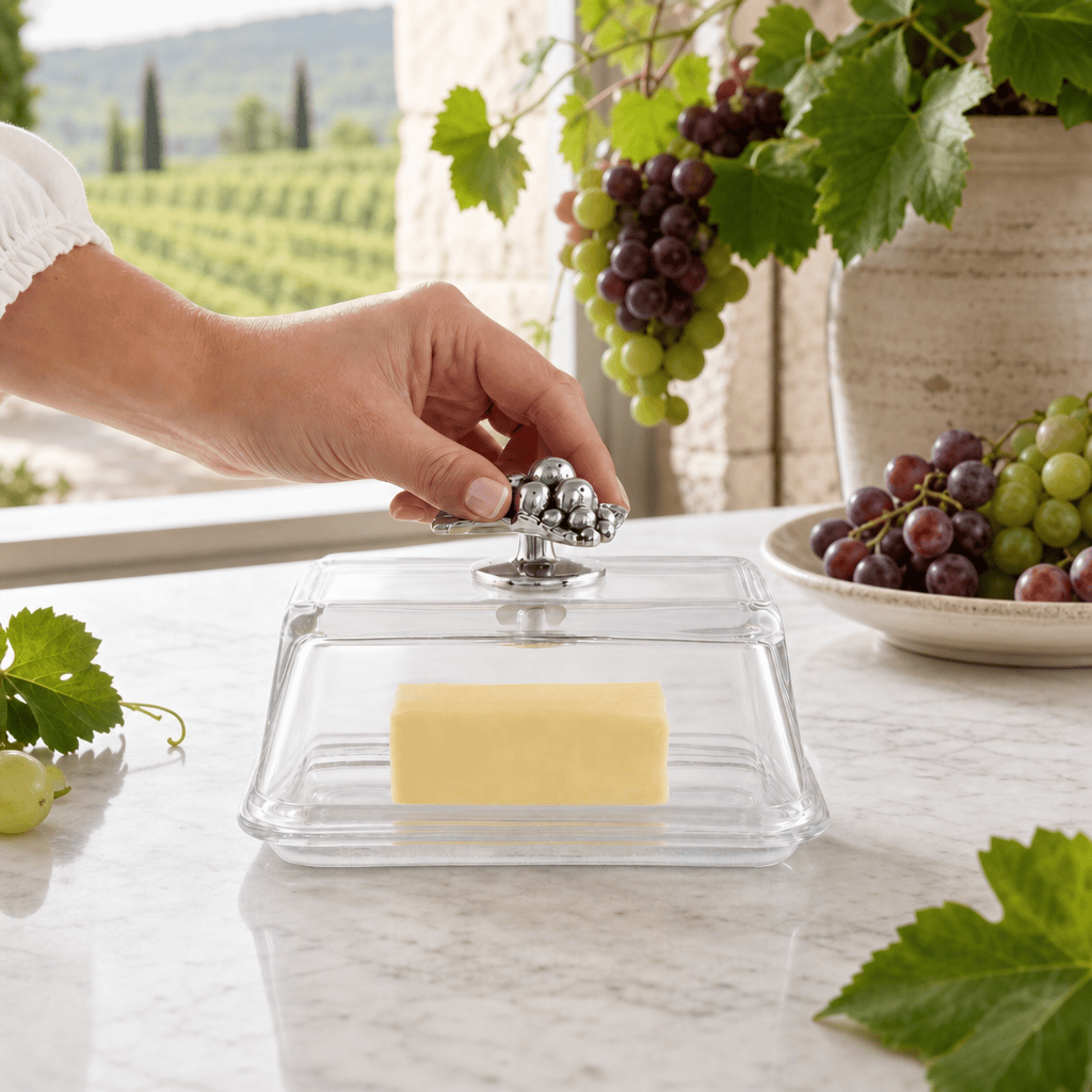 Glass Butter Dish - Grape