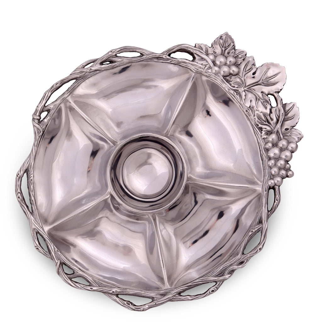 Grape Open Vine Round Tray 5-Section