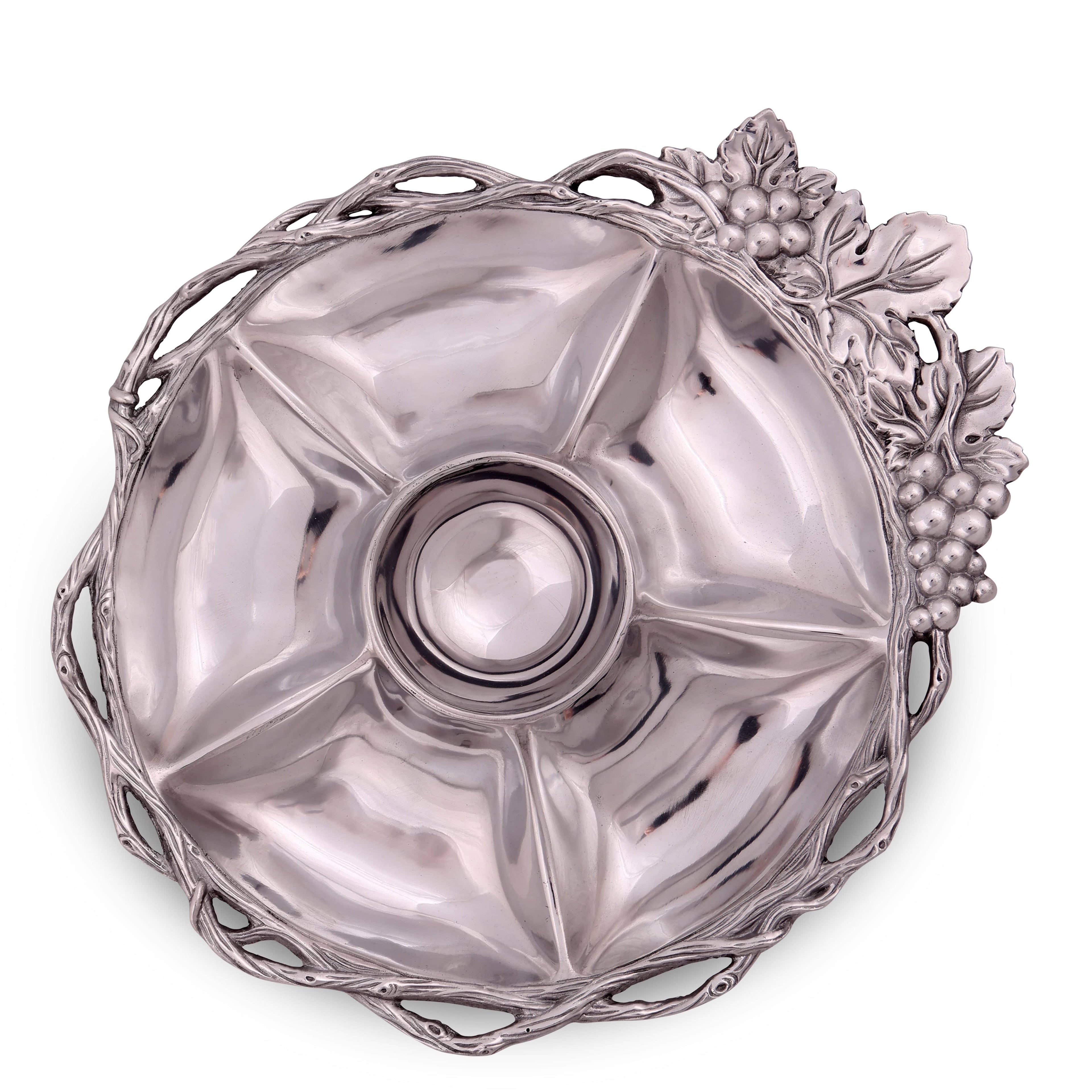 Grape Open Vine Round Tray 5-Section